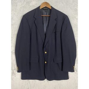 Vintage Brooks Brothers Blazer Mens 44 Long Navy Wool Brooksease Gold Button 90s